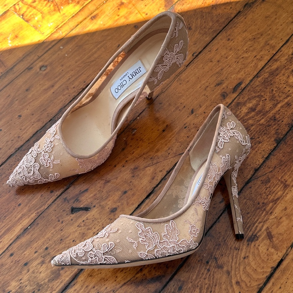 lace nude pink jimmy choo pumps 40 ½